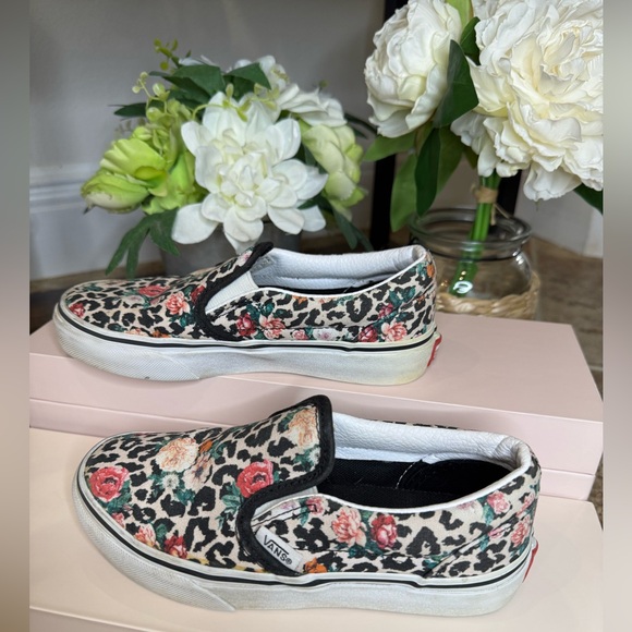 Vans Other - Vans Kids Slip-On Sneakers - Floral Leopard Design